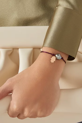 Pearl & Hamsa Charm Bracelet in 18kt Rose Gold