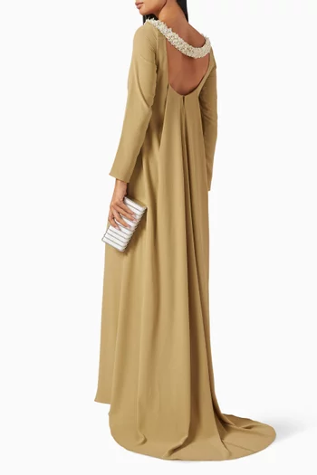 Veronica Embellished-neck Maxi Dress in Crepe