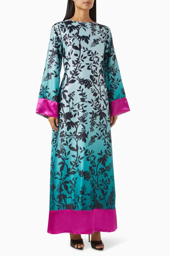 Lara Floral-print Dress in Satin