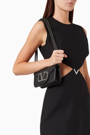 Valentino Garavani Locò Small Jewel Logo Shoulder Bag in Leather