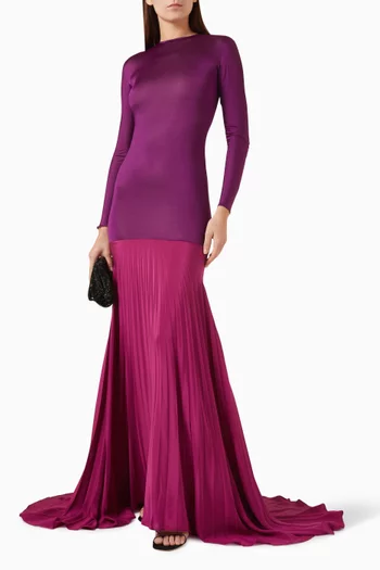 Lotus Maxi Dress in Stretch Silk-lycra