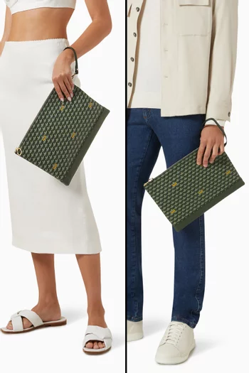 Pochette Zip 33 Pouch Bag in Canvas & Leather