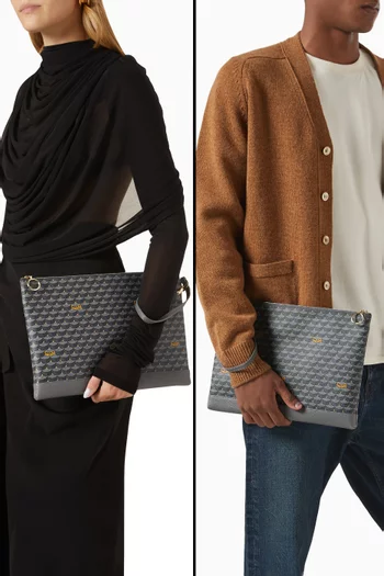Pochette Zip 33 Pouch Bag in Canvas & Leather