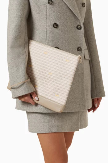 Pochette Zip 37 Pouch Bag in Canvas & Leather