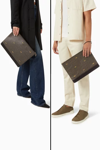 Pochette Zip 37 Pouch Bag in Canvas & Leather