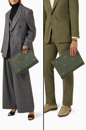 Pochette Zip 37 Pouch Bag in Canvas & Leather
