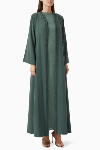 Embroidered Abaya Set in Crepe & Silk