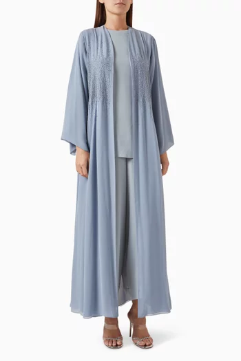 Bead-embellished Abaya Set in Chiffon & Crepe