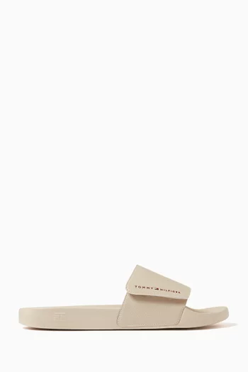 Strappy Pool Slides in Faux Leather