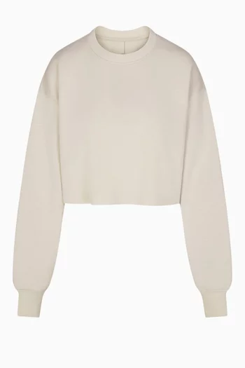 Cropped Crewneck Sweatshirt in Cotton Fleece