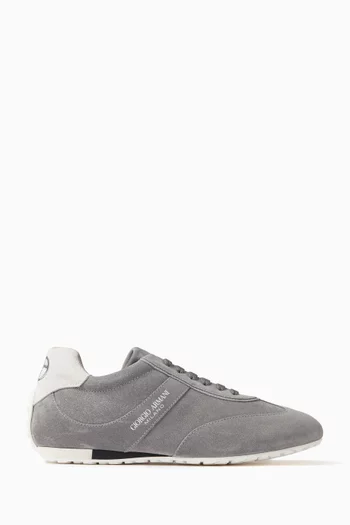 Runner Logo Sneakers in Suede & Leather