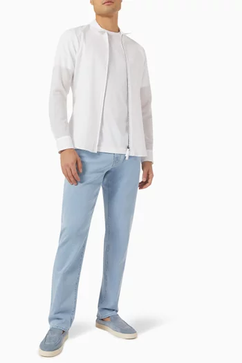 Zip-up Shirt in Seersucker