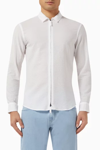 Zip-up Shirt in Seersucker