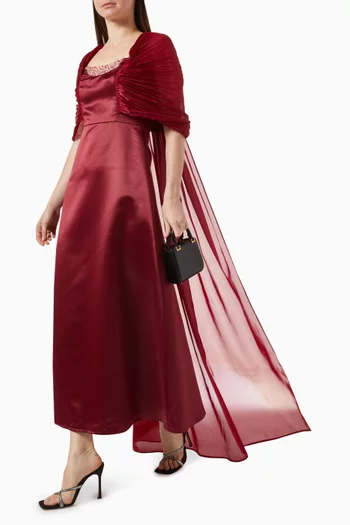 Bead-embellished Dress in Satin & Organza