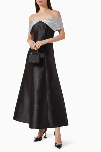 Crystal-embellished Dress in Satin