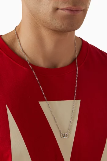 VLogo Necklace in Ruthenium-tone Metal