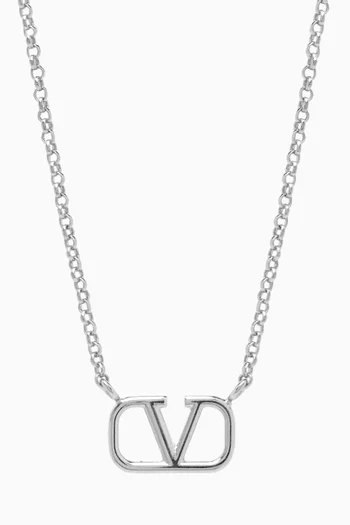 VLogo Necklace in Ruthenium-tone Metal