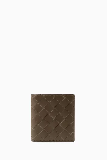 Slim Bi-Fold Wallet in Intrecciato Calfskin Leather