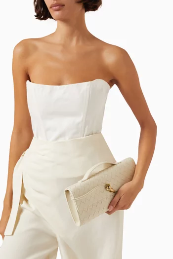 Long Clutch with Handle in Intrecciato Leather