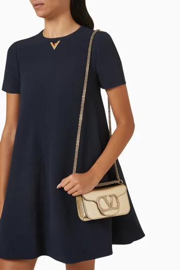Valentino Garavani Small Loco Shoulder Bag in Metallic Karung Leather