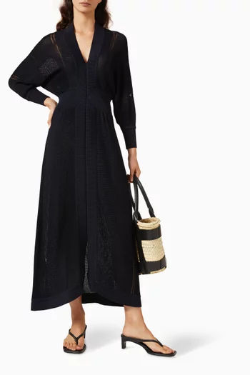 فستان ستيلا متوسط الطول مزيج قطن