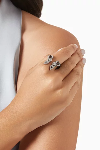 Enamel Crystal Drop Ring in Recycled Silver