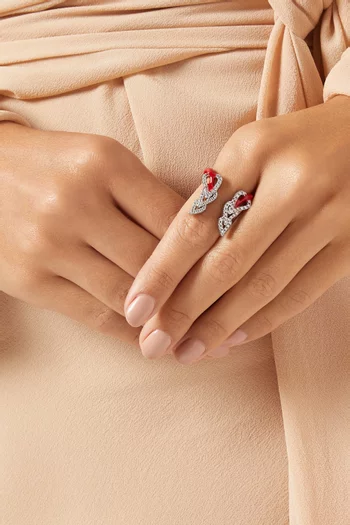 Enamel Crystal Drop Ring in Recycled Silver