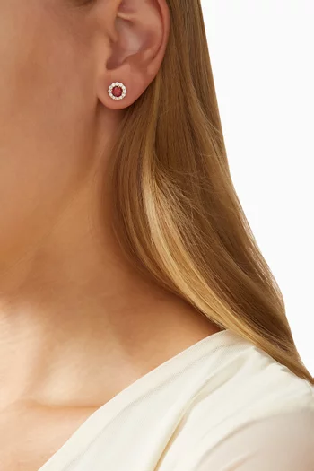 Sapphire & Diamond Halo Stud Earrings in 18kt White Gold