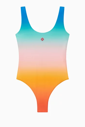 لباس سباحة قطعة واحدة بألوان متدرجة نايلون مطاطي
