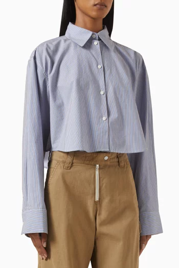 Jacquard Pinstripe Shirt in Organic Cotton-poplin