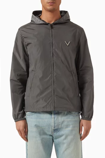Valentino Garavani Hooded Windbreaker in Nylon