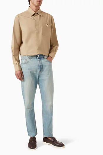Valentino Garavani Metal V Detail Shirt in Cotton
