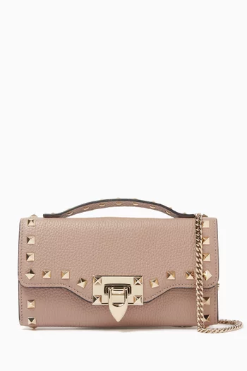 Valentino Garavani Rockstud Wallet on Chain in Leather
