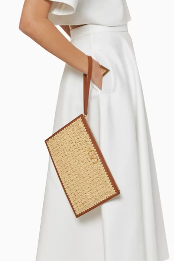 Valentino Garavani VLogo Signature Clutch in Raffia