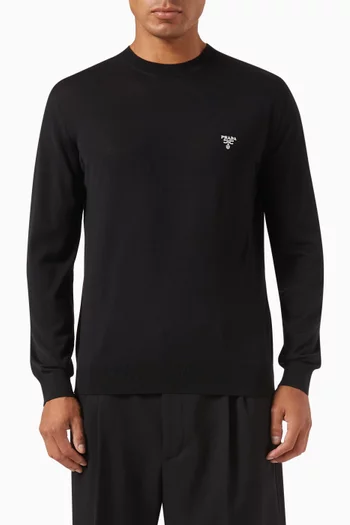 Logo Sweater in Superfine Wool Knit