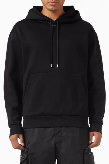 Logo Drawstring Hoodie in Cotton-fleece
