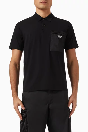Re-Nylon Pocket Polo Shirt in Cotton