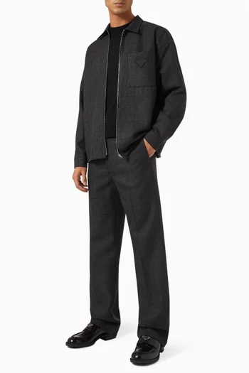 Checked Wide-leg Pants in Wool