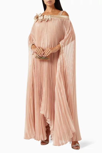 Julia 3D Floral-embellished Maxi Dress in Plissé