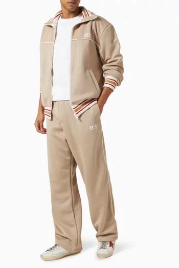 Wide-leg Striped Pants in Technical-poly