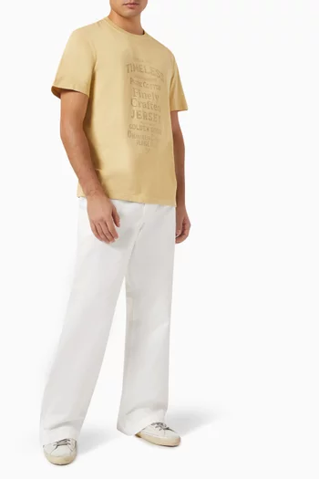 Faded-print Crew Neck T-shirt in Cotton