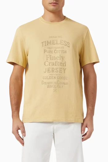 Faded-print Crew Neck T-shirt in Cotton