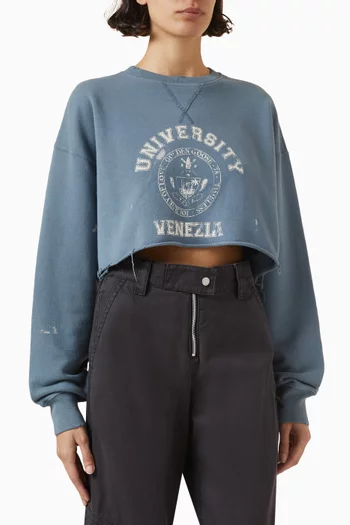 Vintage-logo Cropped Sweatshirt in Cotton