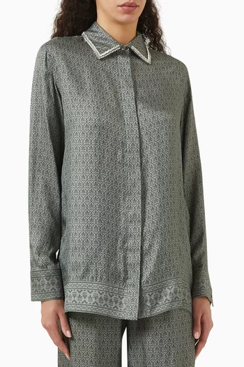 Embroidered Pyjama Shirt in Twill
