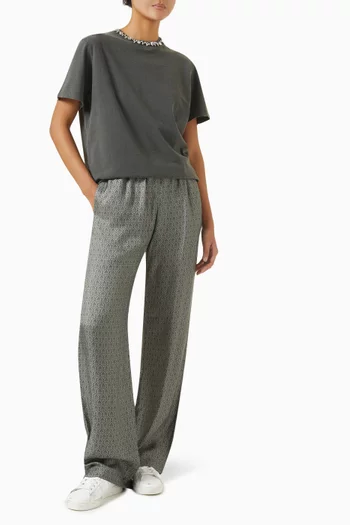 Floral-print Pants in Cotton-blend