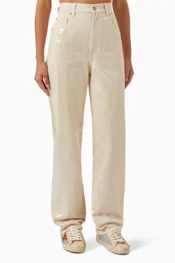 Kim Tonal Sequin-embellished Pants in Denim