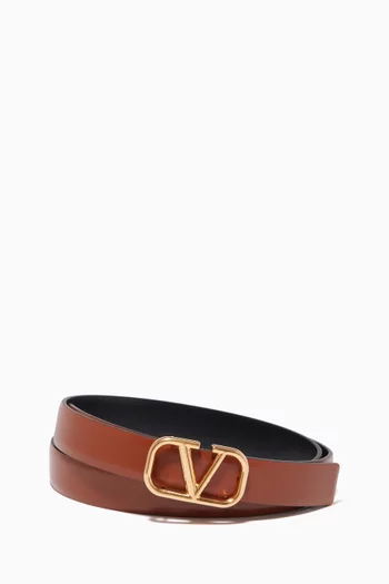 VLOGO Signature Reversible Belt in Shiny Calfskin