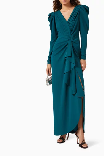Finch Waterfall Drape Gown in Crepe