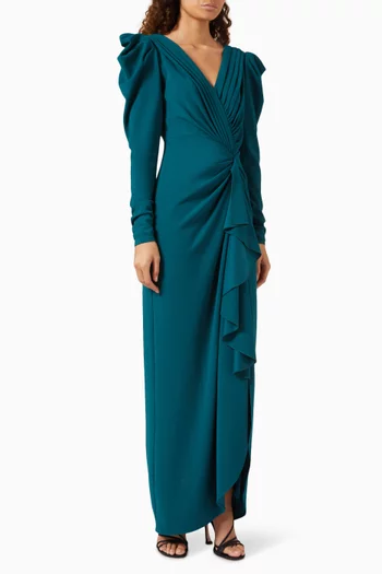 Finch Waterfall Drape Gown in Crepe