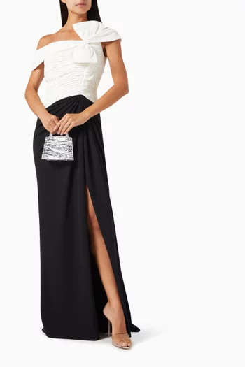 Off-shoulder Maxi Dress in Stretch Crepe